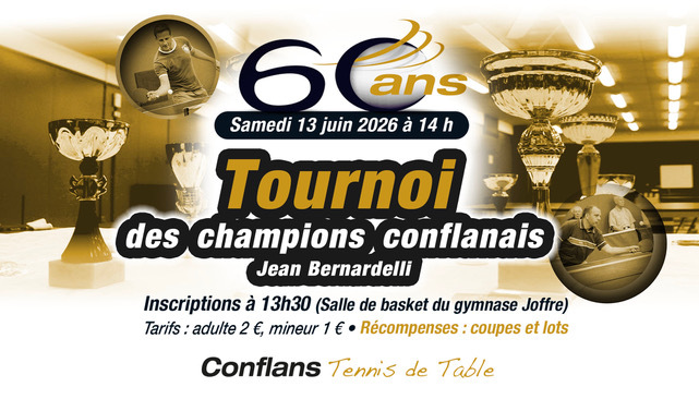 Le tennis de table conflanais fête ses 60 ans le 13 juin au gymnase Joffre
