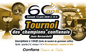 Le tennis de table conflanais fête ses 60 ans le 13 juin au gymnase Joffre